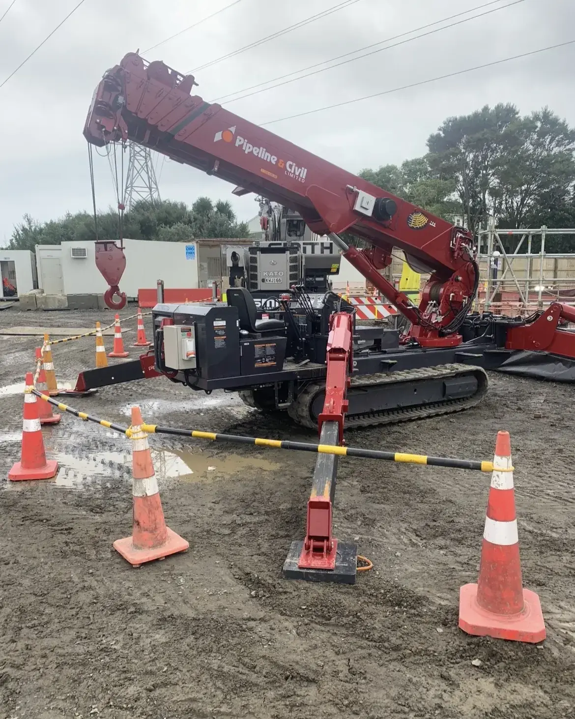 Safety system installation on Unic crawler crane